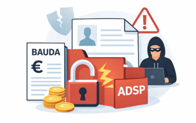 Iliustracija apie duomenų apsaugos pažeidimą: bauda, sulaužyta spyna ir įsilaužėlis
